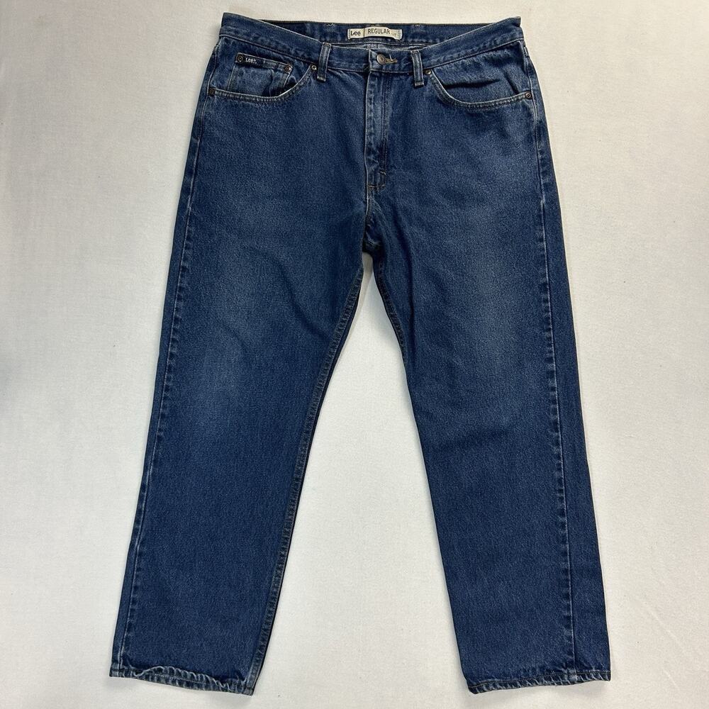 Lee Regular Fit Straight Leg Jeans Men's Size 38x30 Blue Denim Cotton Classic
